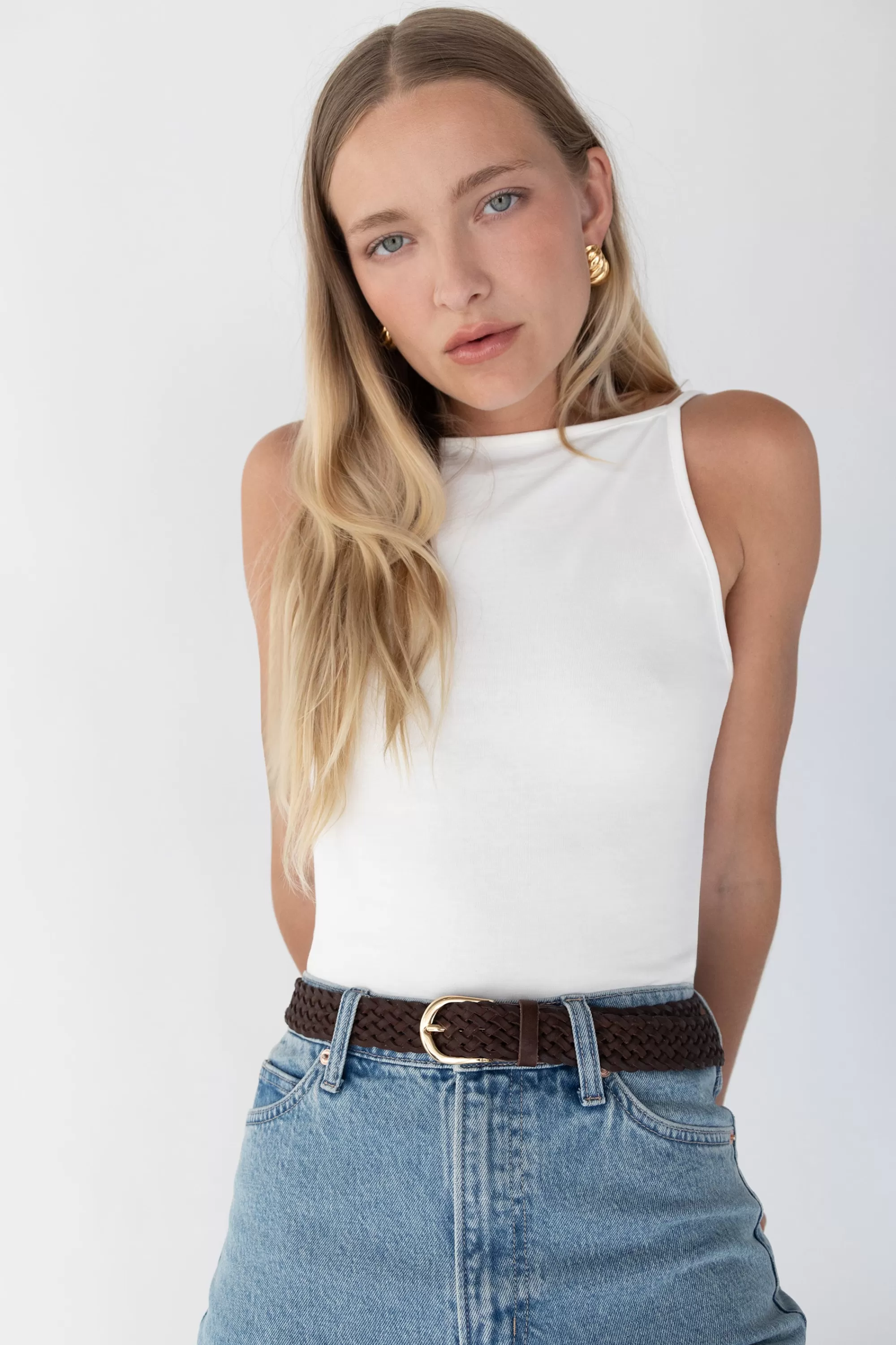 OAK + FORT BRAIDED LEATHER BELT | Women Belts | Belts