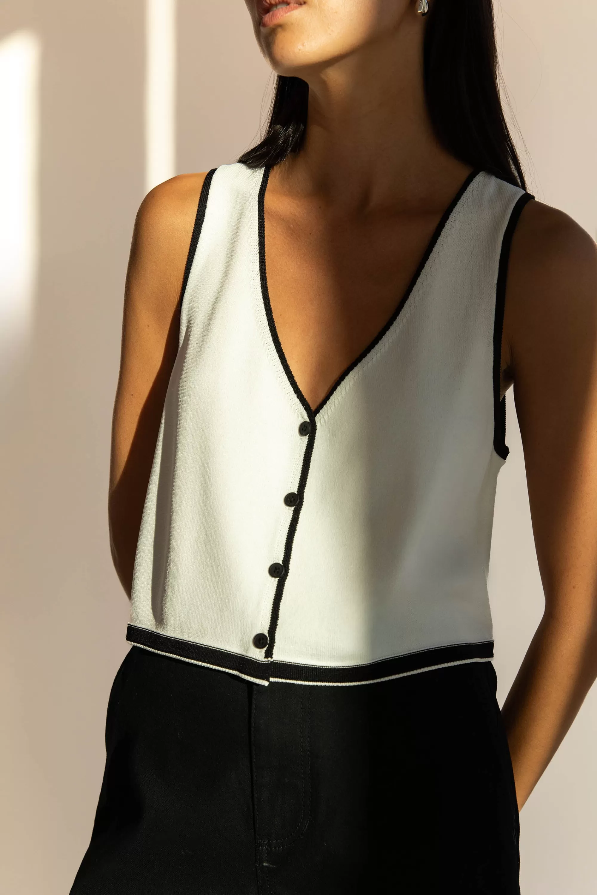 OAK + FORT BUTTON FRONT TANK | Women Tops | Sweaters & Cardigans