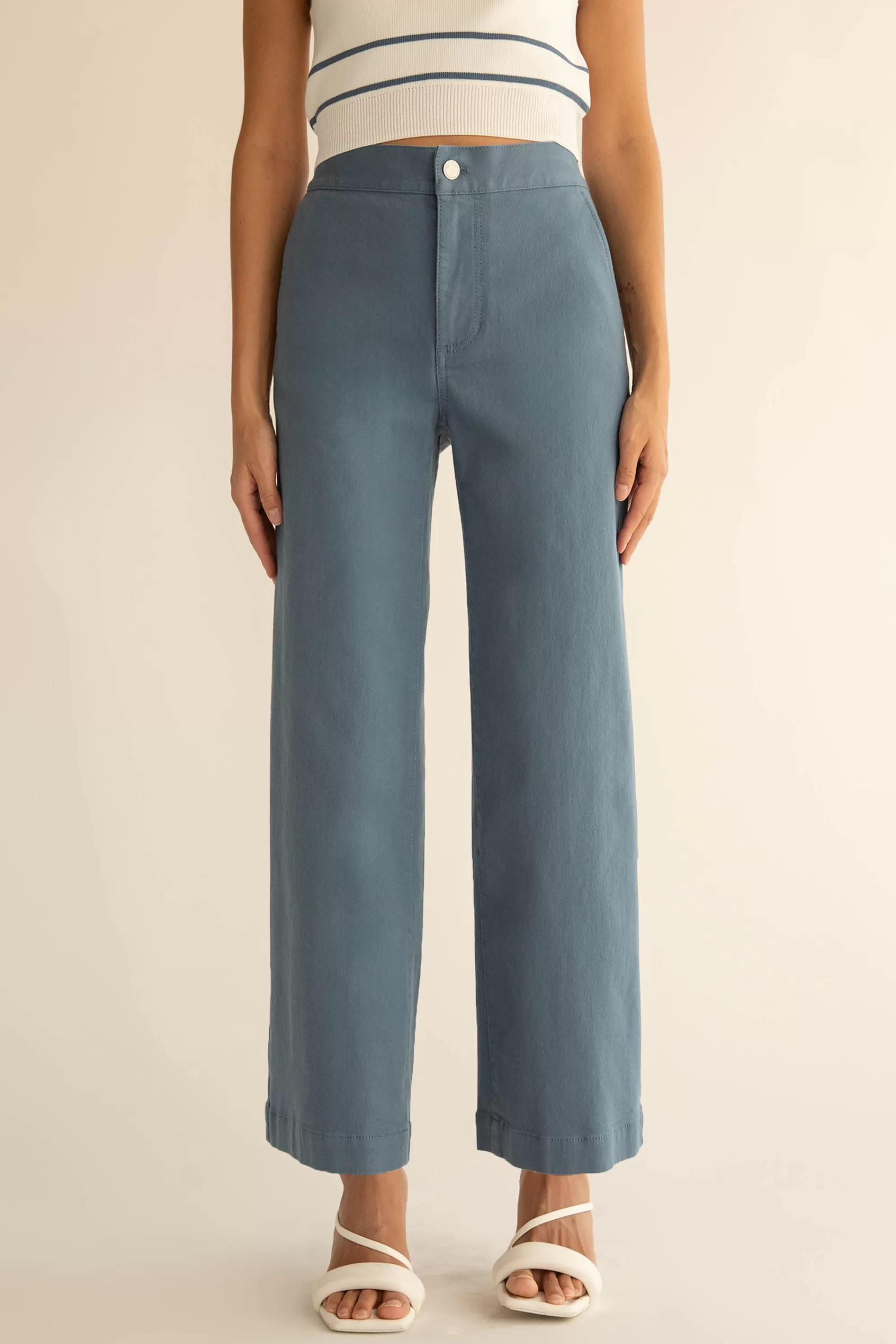 OAK + FORT LONG LENGTH 30" TWILL WIDE LEG PANT | Women Pants