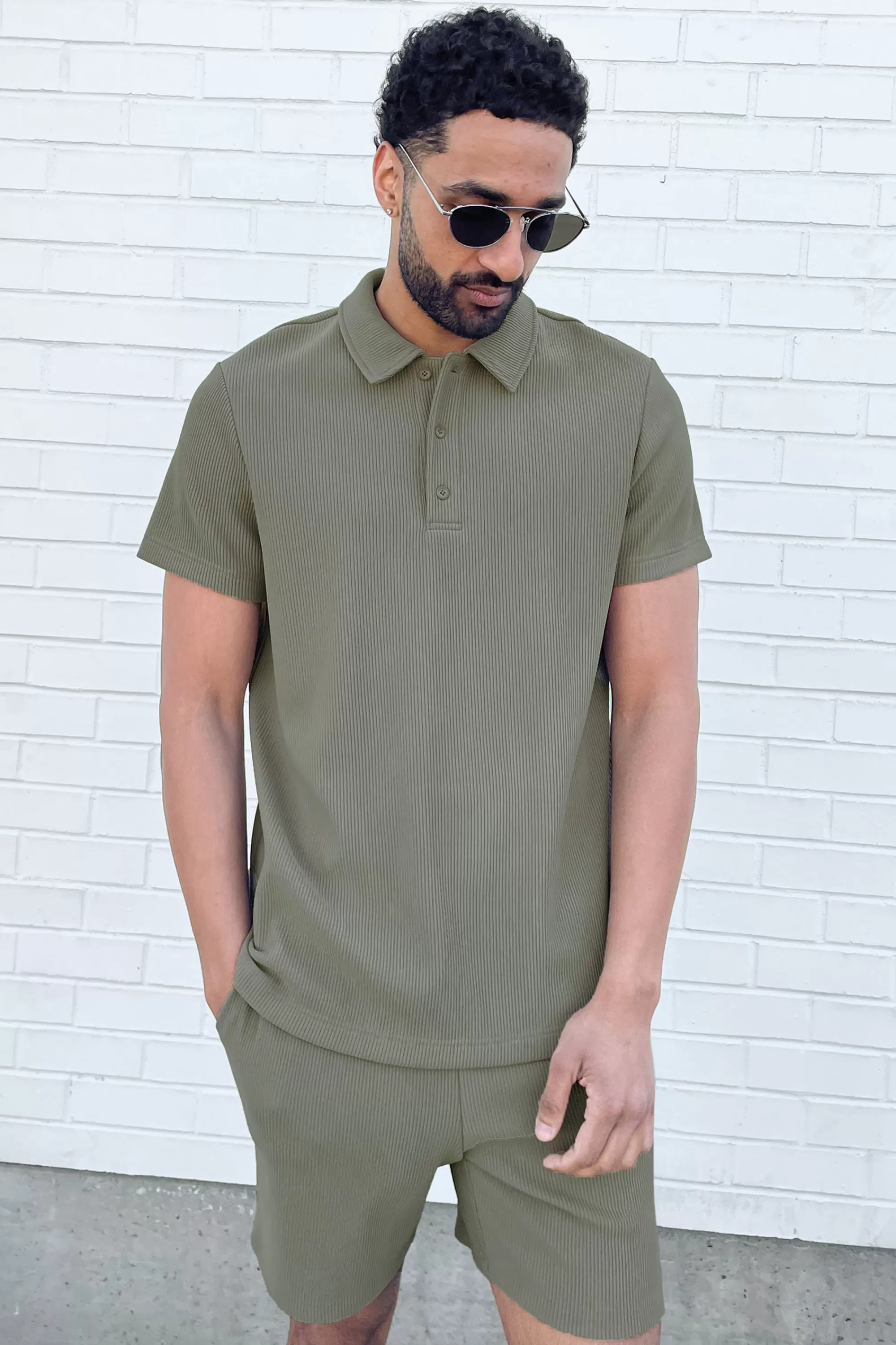 OAK + FORT RIBBED POLO T-SHIRT | Tops | Matching Sets