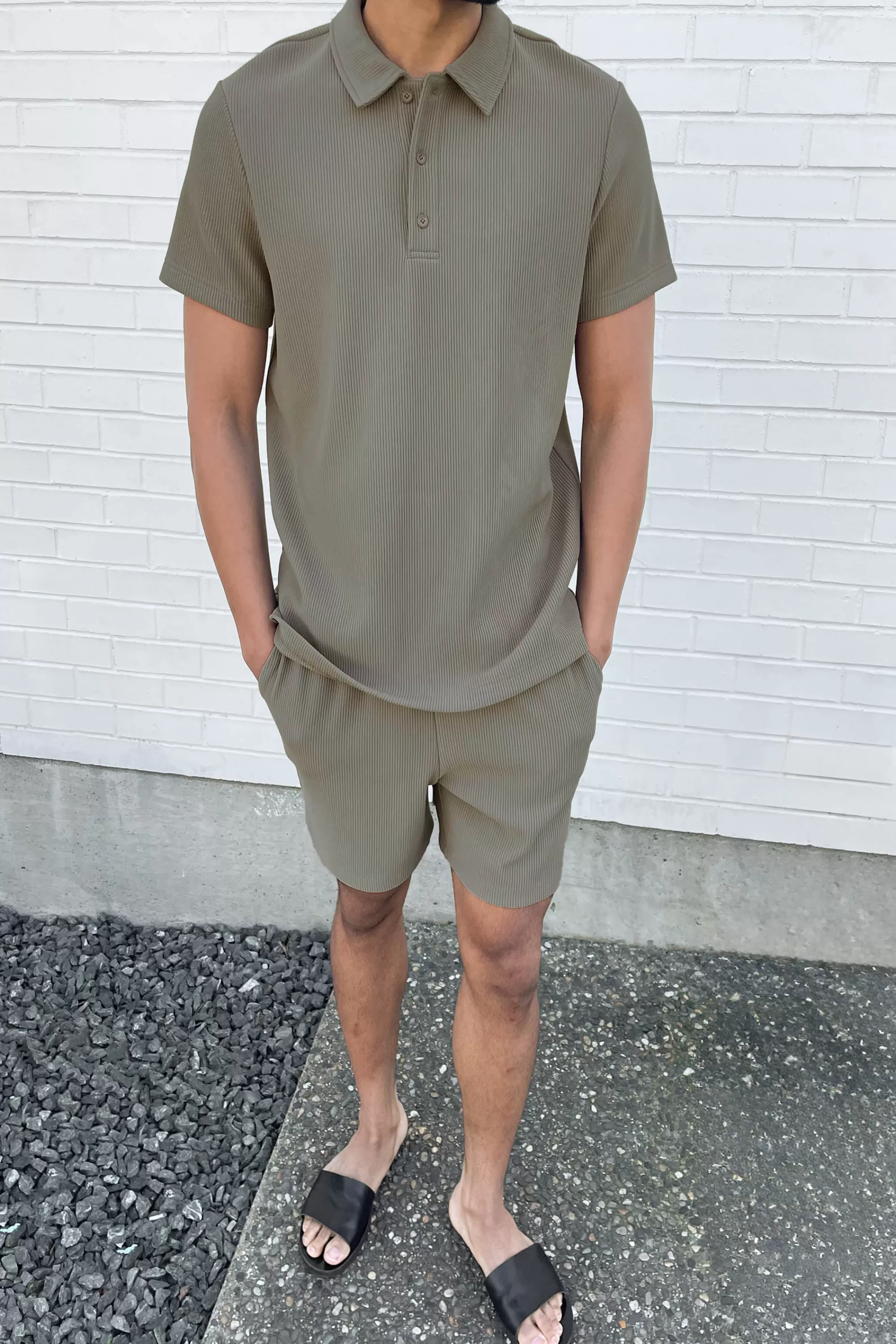 OAK + FORT RIBBED POLO T-SHIRT | Tops | Matching Sets