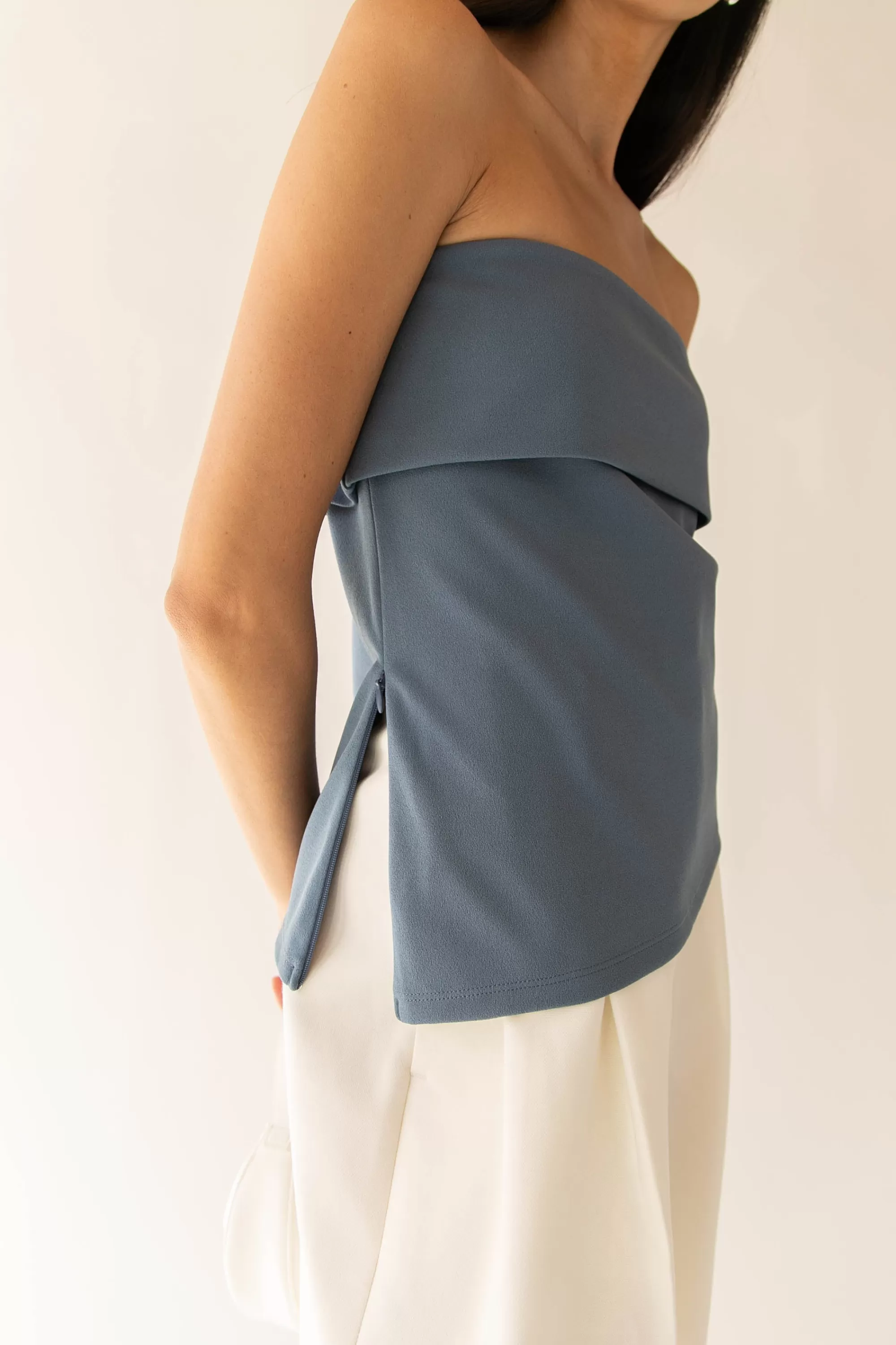 OAK + FORT TUBE TOP WITH FOLD-OVER DETAIL | Women Tops