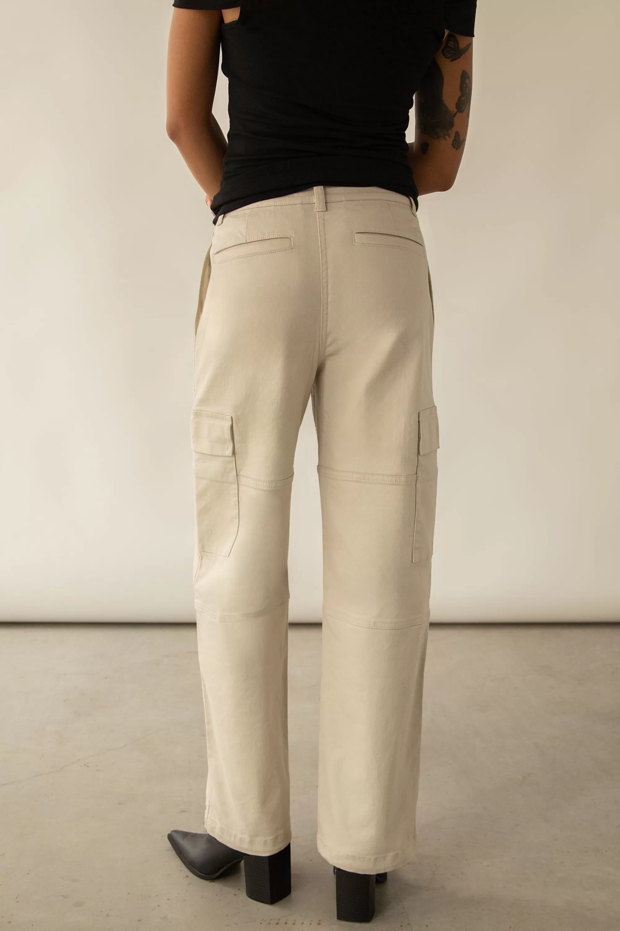 OAK + FORT TWILL WIDE LEG CARGO PANT WITH SHOCK CORD | Women Pants