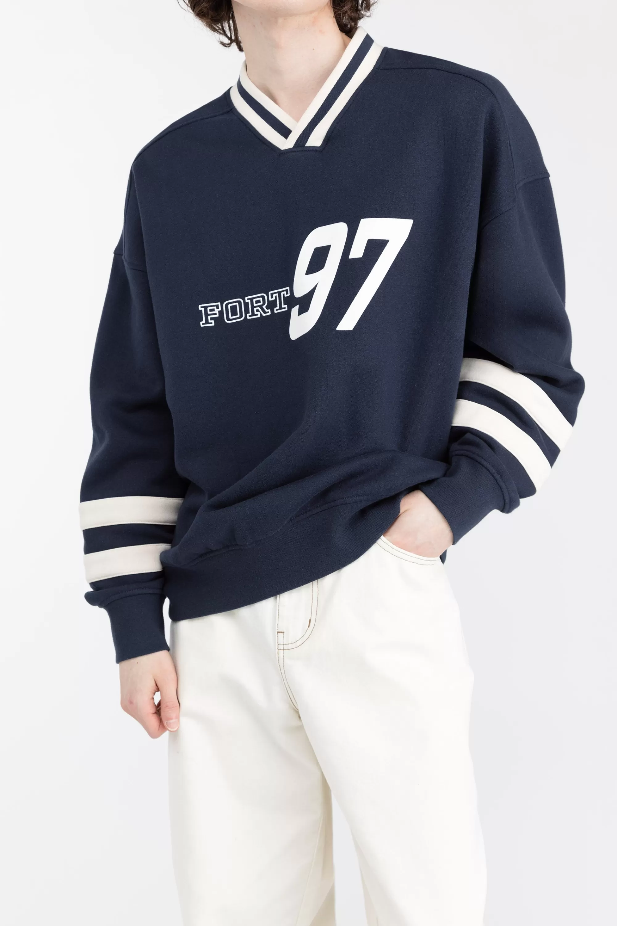 OAK + FORT VARSITY GRAPHIC JERSEY SWEATSHIRT | Tops