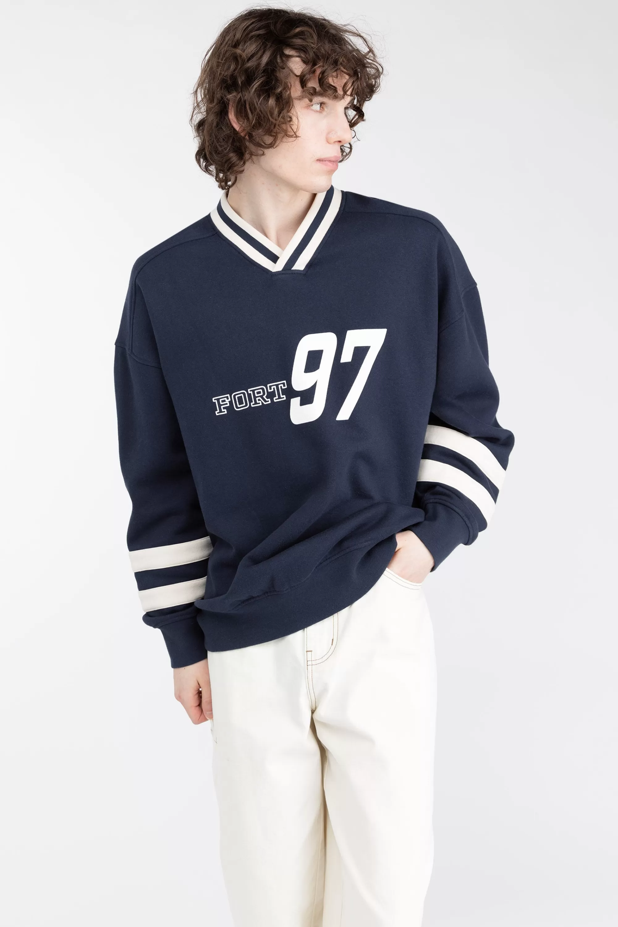 OAK + FORT VARSITY GRAPHIC JERSEY SWEATSHIRT | Tops