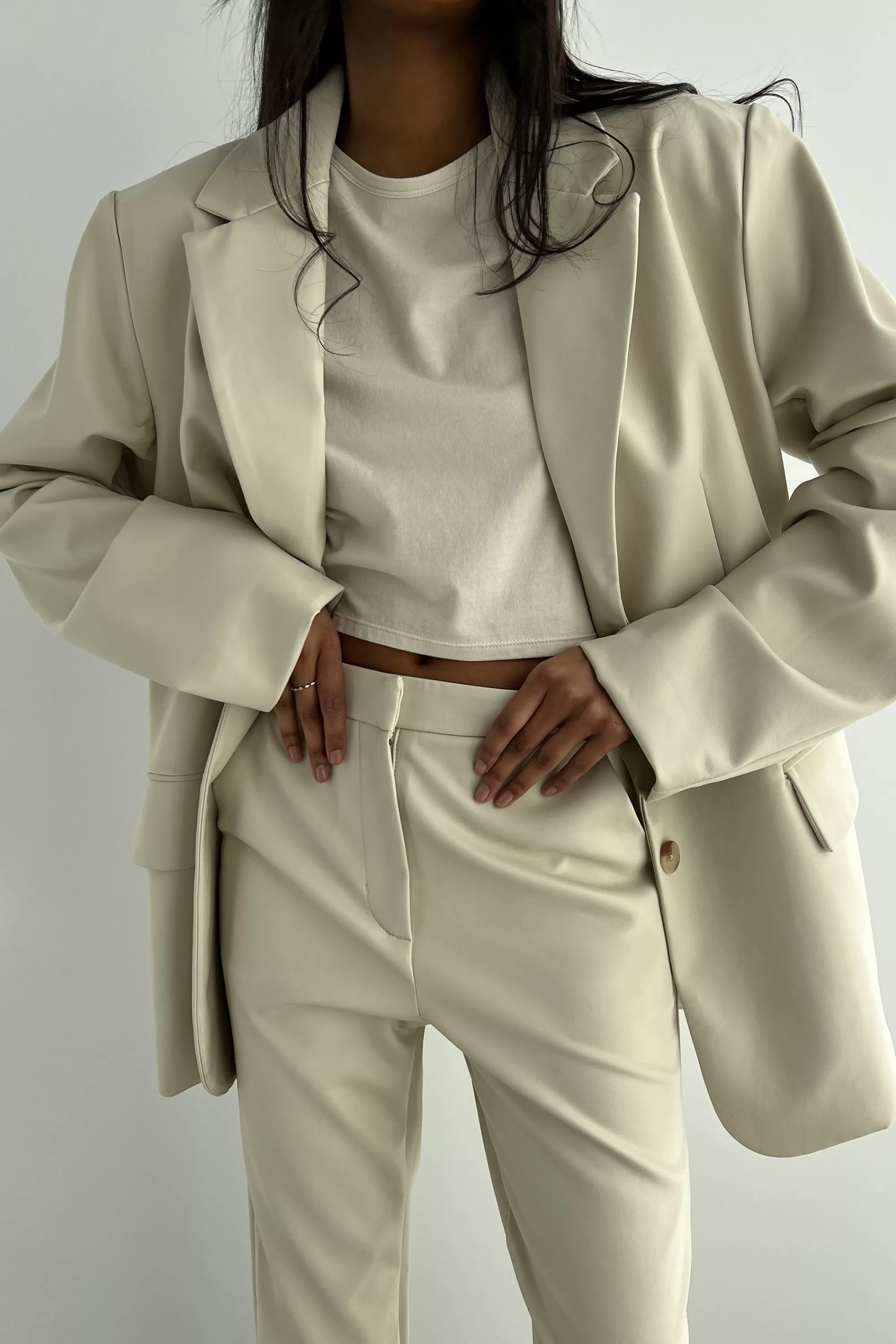 OAK + FORT VEGAN LEATHER BLAZER | Women Coats & Jackets | Blazers