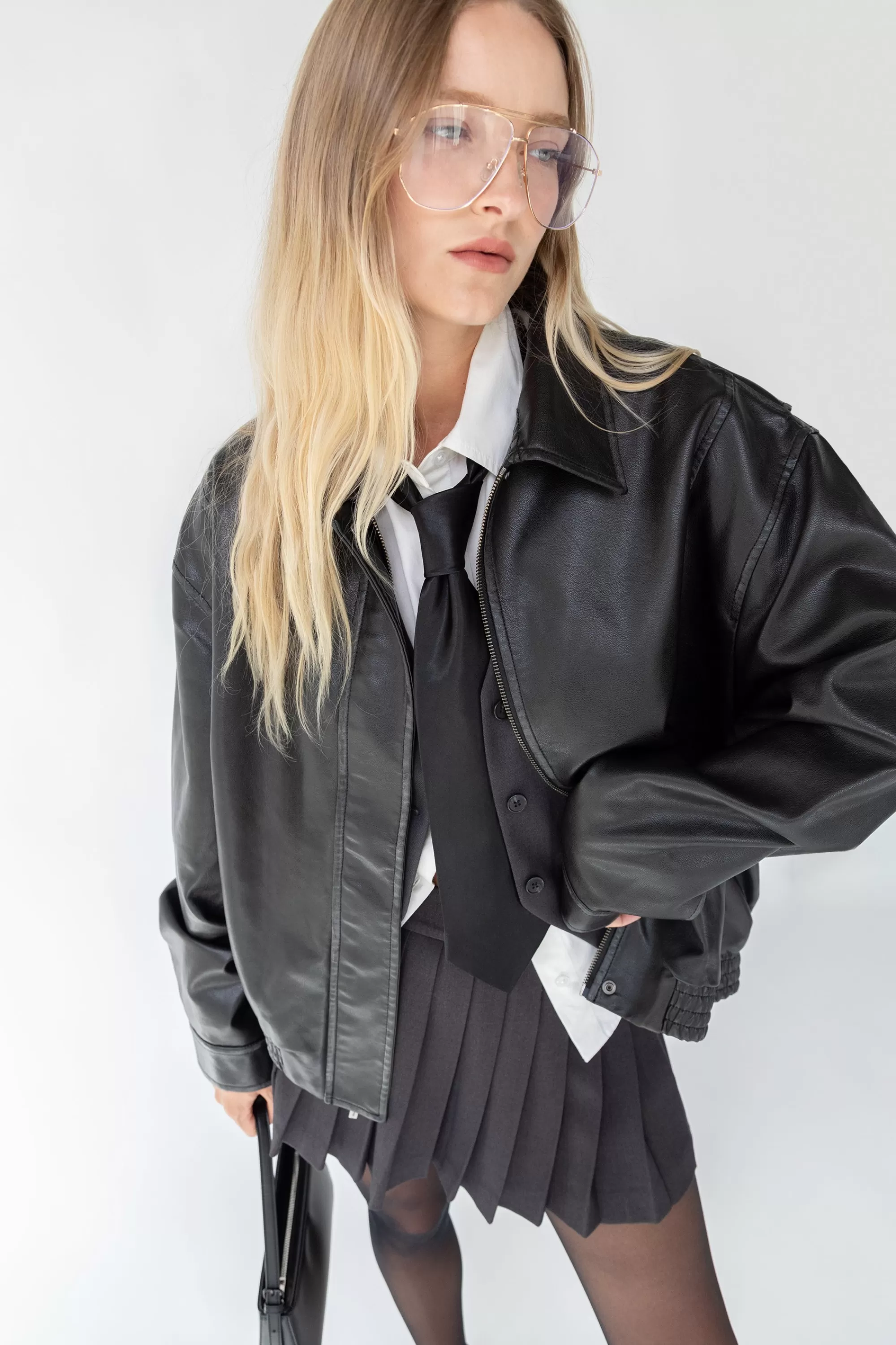 OAK + FORT VINTAGE INSPIRED VEGAN LEATHER BOMBER JACKET | Women Coats & Jackets