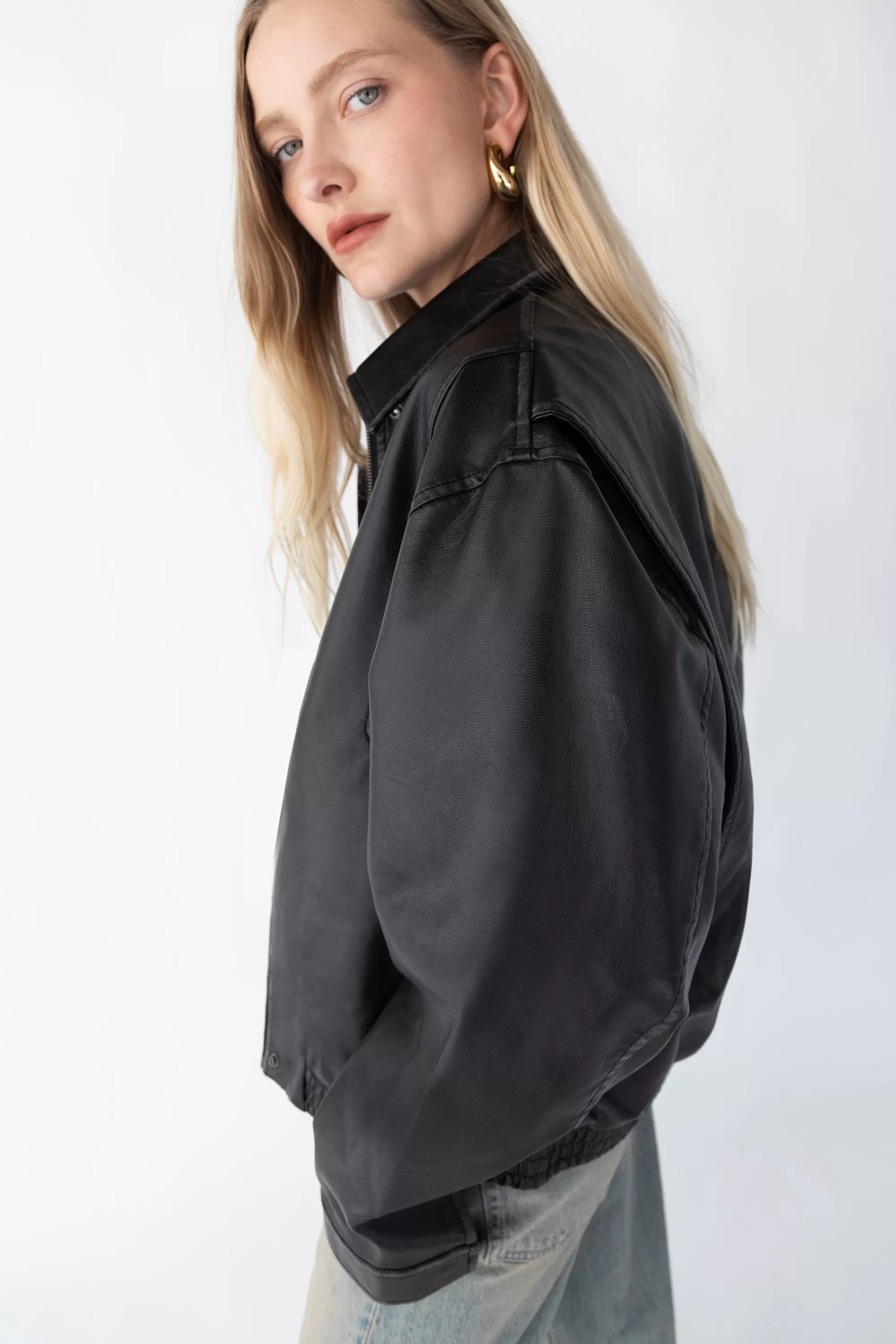 OAK + FORT VINTAGE INSPIRED VEGAN LEATHER BOMBER JACKET | Women Coats & Jackets