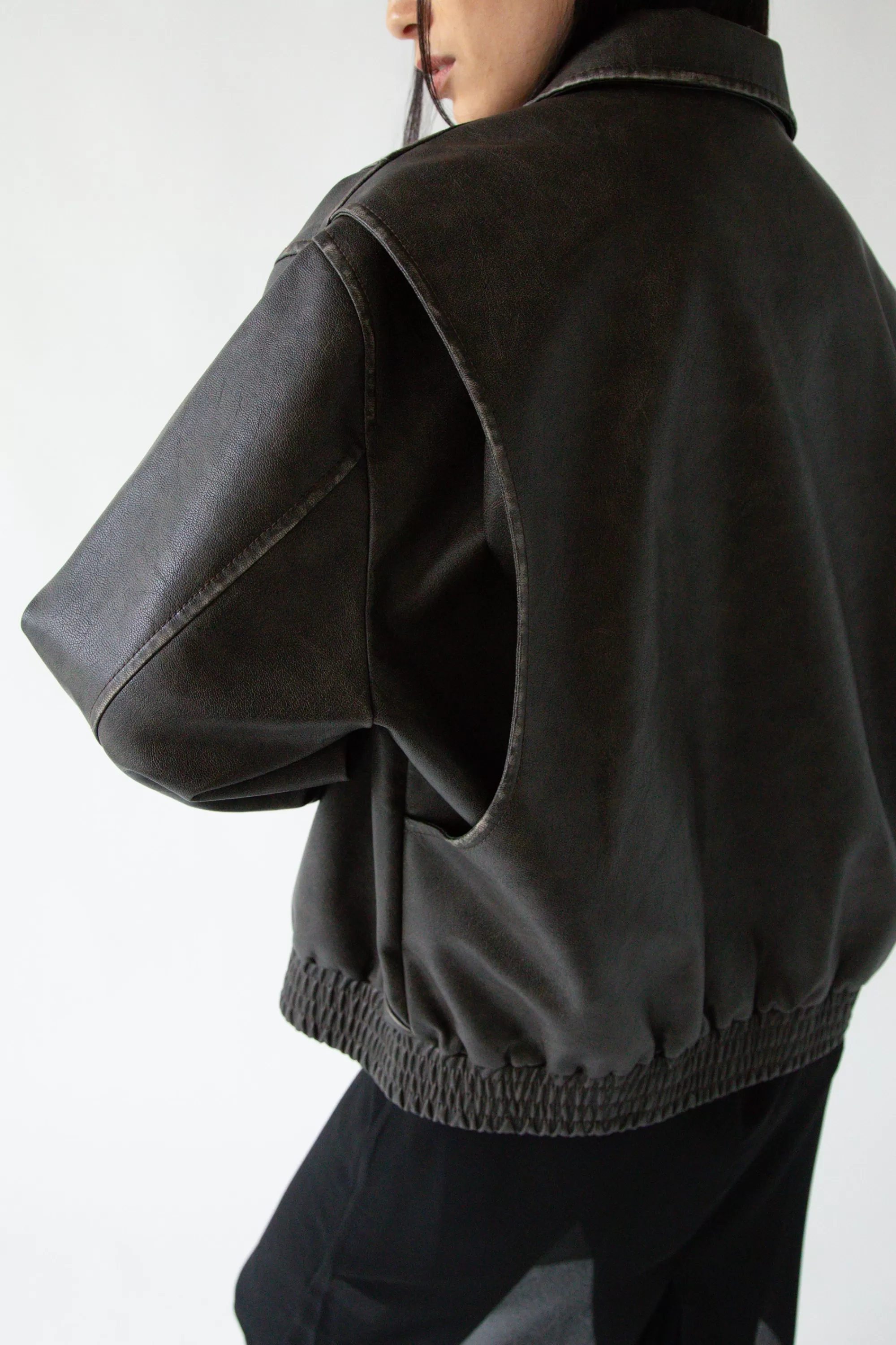 OAK + FORT VINTAGE INSPIRED VEGAN LEATHER BOMBER JACKET | Women Coats & Jackets